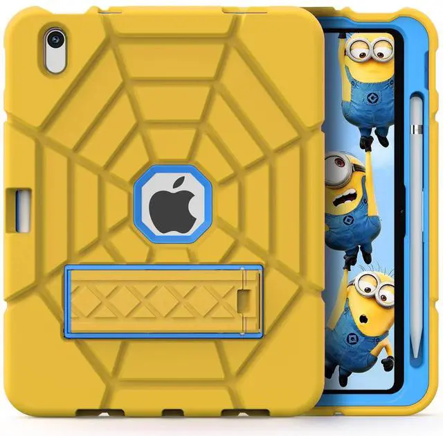Main image of Grifobes Kids Case for iPad 11-inch (A16) 2025 / iPad 10th Generation 2022 10.9 inch, Heavy Duty Shockproof Rugged 11th / 10 Gen Cover with Pencil Holder & Stand for Boy (Yellow+Blue)