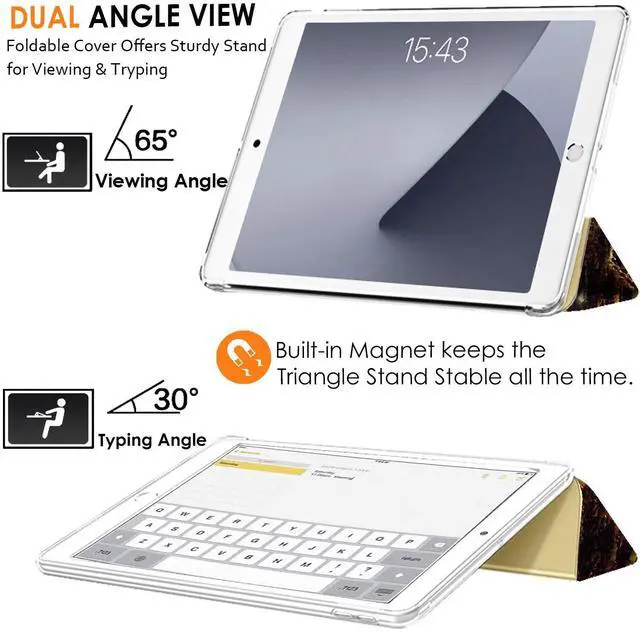 Alt view image 4 of 5 - DuraSafe Cases for iPad Mini 5 7.9 Inch 2019 [ Mini 5th Gen ] A2133 A2124 A2126 A2125 Printed Smart Trifold Lightweight Soft Silicone Transparent Front & Back Cover - Eiffel Tower Print
