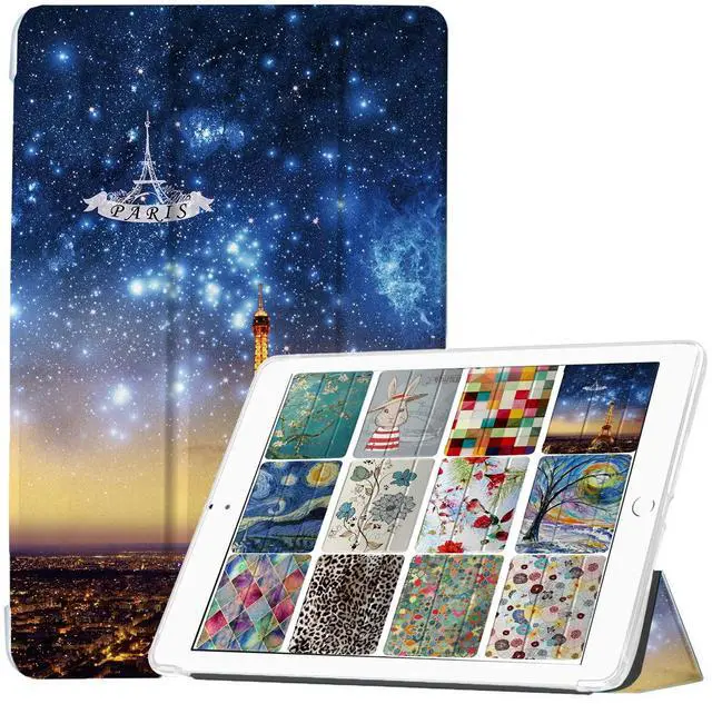 Main image of DuraSafe Cases for iPad Mini 5 7.9 Inch 2019 [ Mini 5th Gen ] A2133 A2124 A2126 A2125 Printed Smart Trifold Lightweight Soft Silicone Transparent Front & Back Cover - Eiffel Tower Print