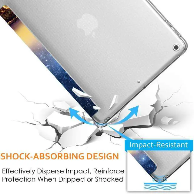 Alt view image 5 of 5 - DuraSafe Cases for iPad Mini 5 7.9 Inch 2019 [ Mini 5th Gen ] A2133 A2124 A2126 A2125 Printed Smart Trifold Lightweight Soft Silicone Transparent Front & Back Cover - Eiffel Tower Print