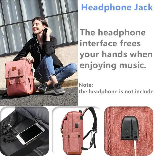 Alt view image 2 of 5 - HFSX Vintage Backpack Men Women Business Travel Computer Backpack College Bookbag Stylish Water Resistant Vintage Backpack Fits 15.6 Inch Laptop