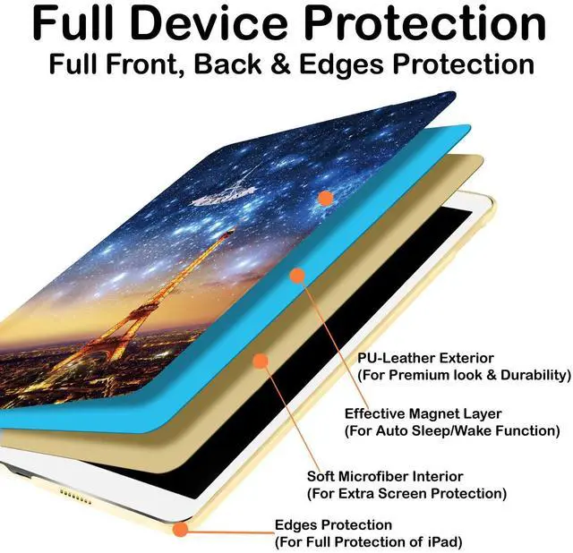 Alt view image 4 of 5 - DuraSafe Cases for iPad PRO 11 3 2 Gen [ PRO 11 3rd 2nd ] A2377 A2459 A2301 A2460 A2228 A2068 A2230 A2231 Printed Folio Magnetic Protective Sleek & Classic Design Cover - Paris Night