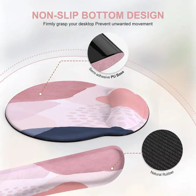 Alt view image 5 of 5 - iCasso Desk Mat, Gaming Mouse Pad Wrist Support Set, XXL Large Mousepad + Keyboard Wrist Rest+Mouse Wrist Rest+Coastert with Ergonomic Design for Home Office Computer (C-Four-Pink-Block)