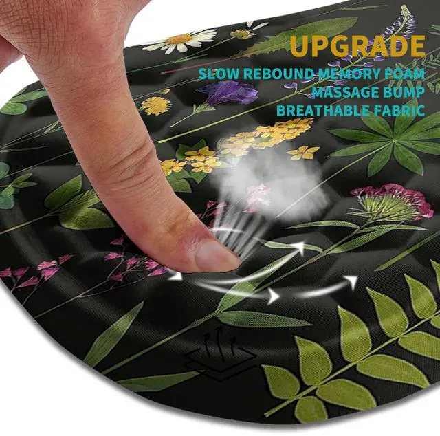 Alt view image 2 of 5 - Hokafenle Ergonomic Mouse Pad Wrist Support, Wrist Rest Mousepad for Carpal tunnel Pain Relief with Integrated Memory Foam Slope Massage Bulge (11.8x7.9 inch,Flowers