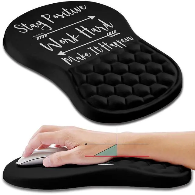 Main image of Hokafenle Ergonomic Mouse Pad Wrist Support, Wrist Rest Mousepad for Carpal Tunnel Pain Relief with Integrated Memory Foam Slope Massage Bulge (11.8x7.9 inch,Inspirational Quote