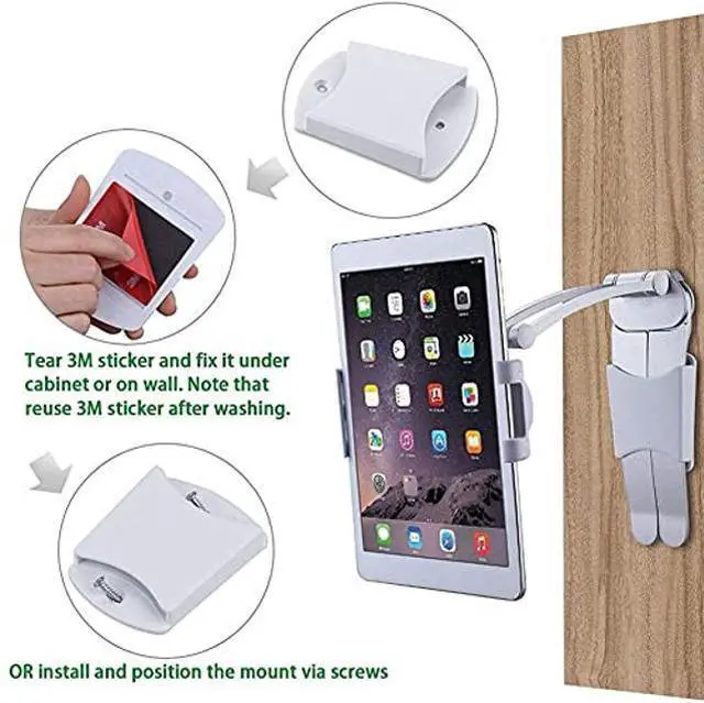 Alt view image 5 of 5 - HOLD UP 3-in-1 Elegant 360deg Universal Compatible Tablet & Phone Holder Metal Stand with Wall Mount, Desktop Stand & Under Cabinet Modes and Ultra Adjusting Abilities (Black)