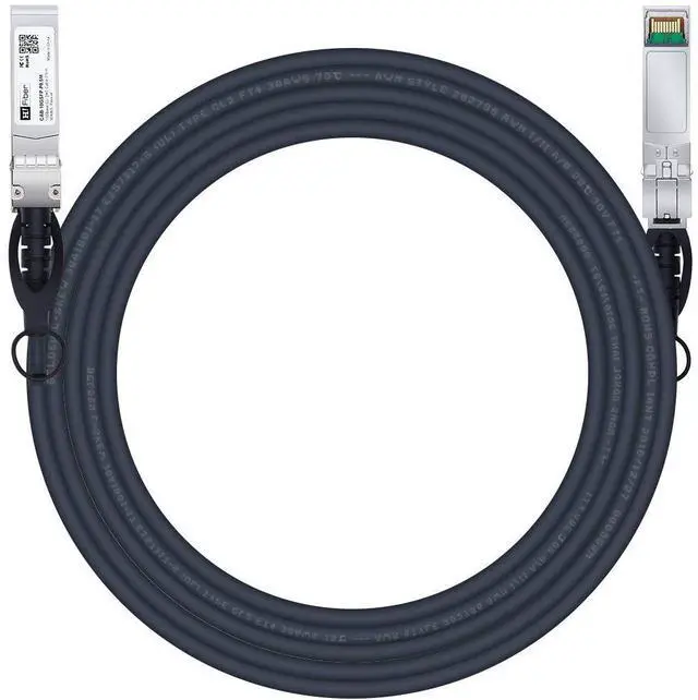 Main image of H!Fiber SFP+ Cable, 10G SFP+ DAC, 5M(16.4ft), Passive Direct Attach Copper Twinax Cable for Cisco SFP-H10GB-CU5M, Ubiquiti UniFi UC-DAC-SFP+, Meraki, Mikrotik, Intel, Fortinet, Netgear and More