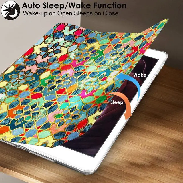 Alt view image 3 of 5 - DuraSafe Cases for iPad Air 3 2019 PRO 10.5 Inch [ Air 3rd Gen 2017 ] A1701 A2152 A2123 MQF12LL/A MQEY2LL/A MQF22LL/A Printed Adjustable Stand Feature Case with TPU Heat Dissipation Back - Damask