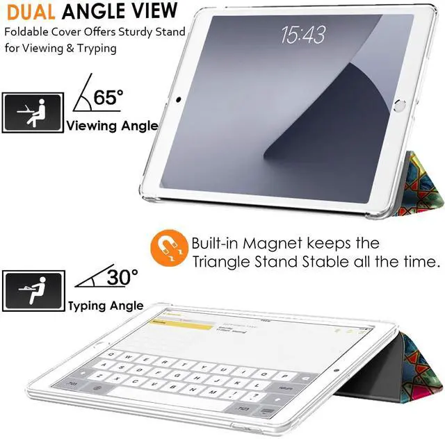 Alt view image 4 of 5 - DuraSafe Cases for iPad Air 3 2019 PRO 10.5 Inch [ Air 3rd Gen 2017 ] A1701 A2152 A2123 MQF12LL/A MQEY2LL/A MQF22LL/A Printed Adjustable Stand Feature Case with TPU Heat Dissipation Back - Damask
