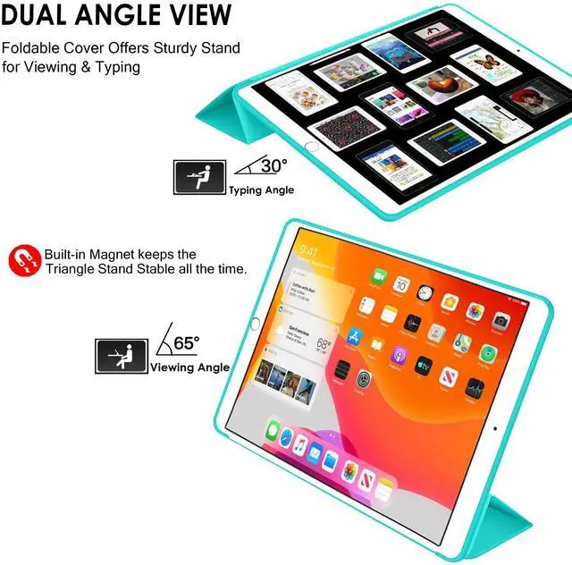 Alt view image 4 of 5 - DuraSafe Cases for iPad Air 4th Air 5th Air 6th Air 11 Gen [Air 4 2020 Air 5 2022 Air 6 2024 ] A2588 A2316 MM6R3LL/A MM6T3LL/A MYHX2LL/A Trifold Soft Silicone Shock Proof Magnetic Flip Case - Green