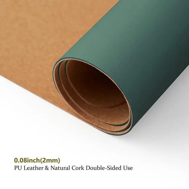 Alt view image 3 of 5 - Large Cork Desk Mat - 47.2"x 17" Desk Pad for Office and Home - Ideal for Large Mouse Pad and Desk Mats on Top of Desks(Dark Green)
