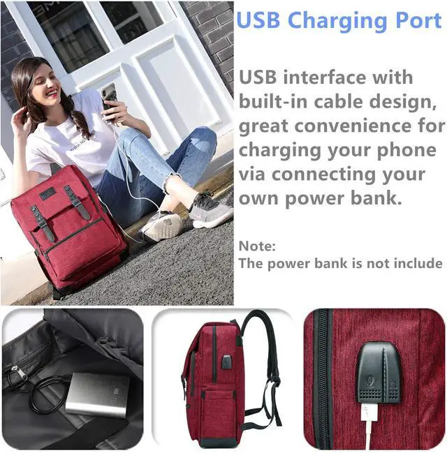 Alt view image 2 of 5 - HFSX Vintage Backpack Anti Theft Laptop Backpack Men Women Business Travel Computer Backpack College Bookbag Stylish Water Resistant Vintage Backpack with USB Port Fits 15.6 Inch Laptop