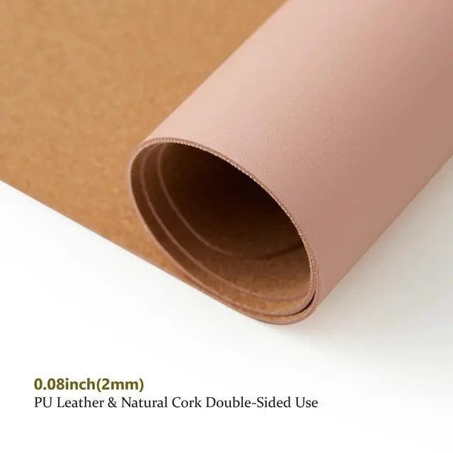Alt view image 3 of 5 - Large Cork Desk Mat - 47.2"x 17" Desk Pad for Office and Home - Ideal for Large Mouse Pad and Desk Mats on Top of Desks(Pink)