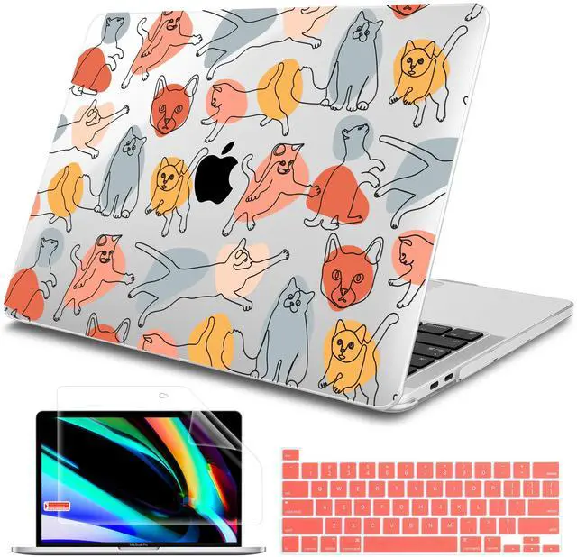 Main image of Tuiklol for 2021 2020 New MacBook Pro 13 inch Case M1 A2338 A2289 A2251, Plastic Hard Shell Case with Keyboard Cover+Screen Protector for Mac Pro 13 Touch Bar, Funny Kittens