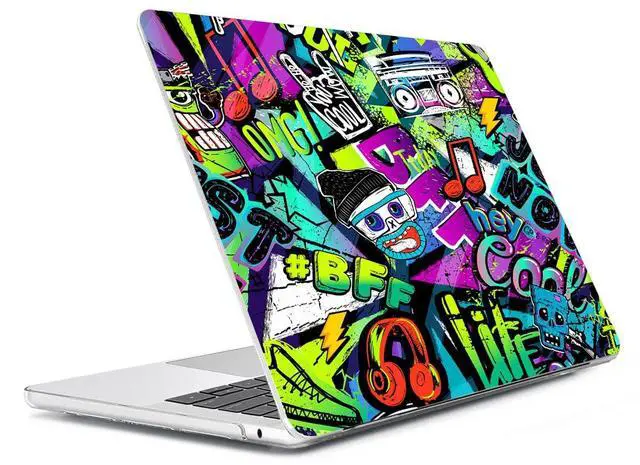 Alt view image 3 of 5 - HOHAIYOO for MacBook Pro 14 inch Case M4 M3 M2 M1 A3112 A3185 A3401 A2918 A2992 A2779 A2442 2021 2022 2023 2024 Release, Hard Shell Case+Keyboard Cover+Screen Protector+Webcam Cover, Cool Graffiti
