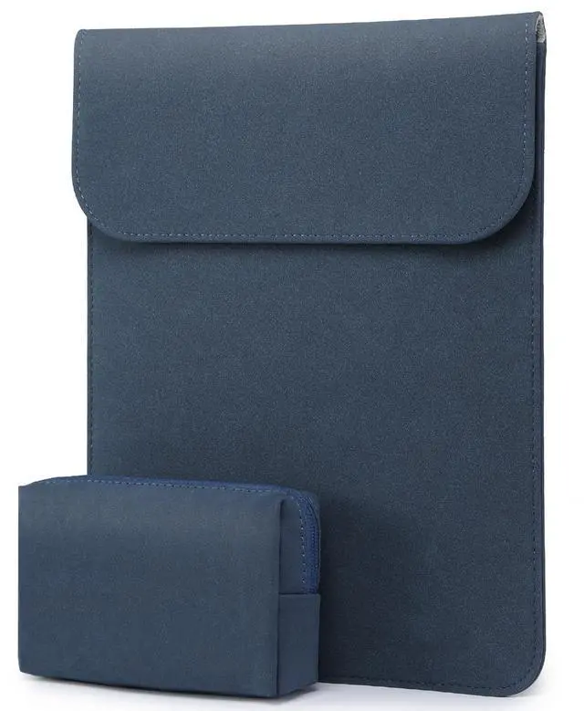 Main image of HYZUO 15 Inch Laptop Sleeve Bag for MacBook Air 15 M4 A3241 M3 M2 2025-2023, 15" Surface Laptop 7/6/5/4/3, MacBook Pro 15 2019-2016, Faux Suede Leather Case Cover with Carry Pouch, Navy Blue
