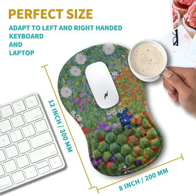 Alt view image 3 of 5 - Hokafenle Ergonomic Mouse Pad Wrist Support, Wrist Rest Mousepad for Carpal Tunnel Pain Relief with Integrated Memory Foam Slope Massage Bulge (11.8x7.9 inch,Cute Floral