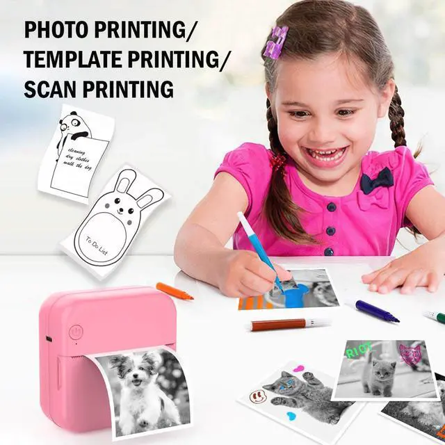 Alt view image 5 of 5 - HUIJUTCHEN Inkless Mini Thermal Pocket Printer, Wireless Mini Sticker Printer with 10 Rolls Thermal Paper for iOS&Android, Portable Mini Photo Printer for Notes Journal Memo Photo Study, Pink