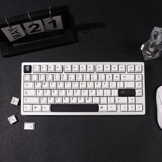 Alt view image 2 of 5 - PBT Minimalist Keycaps, Black White Keycaps, 148 Keys Custom Cherry Profile Keyboard Keycap Set, Dye Sublimate Gaming Key Caps for 65% 70% 75% 100% Cherry Gateron Mx Switches Mechanical Keyboard