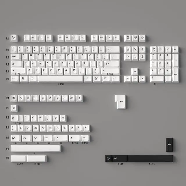 Alt view image 5 of 5 - PBT Minimalist Keycaps, Black White Keycaps, 148 Keys Custom Cherry Profile Keyboard Keycap Set, Dye Sublimate Gaming Key Caps for 65% 70% 75% 100% Cherry Gateron Mx Switches Mechanical Keyboard