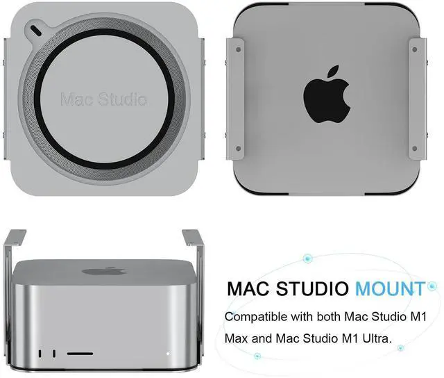 Alt view image 2 of 5 - IFCASE Aluminum Under Desk Mount for Mac Studio M4 M3 M2 M1 Max, Ultra with Anti-Scratch Pad (Silver)