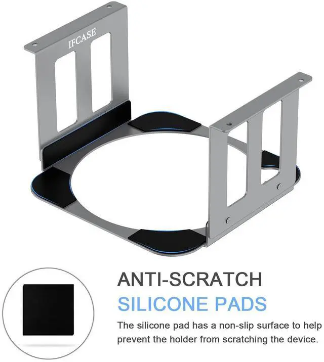 Alt view image 4 of 5 - IFCASE Aluminum Under Desk Mount for Mac Studio M4 M3 M2 M1 Max, Ultra with Anti-Scratch Pad (Silver)