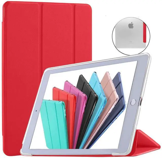 Main image of DuraSafe Cases for iPad Air 2nd 2014 9.7 Inch [ Air 2 Gen ] A1567 A1566 MGLW2LL/A MGL12LL/A MH0W2LL/A MGKM2LL/A Slim Smart Transparent Back PC Cover - Scarlet