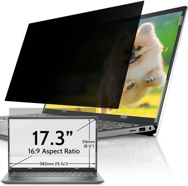 Main image of IPROKKO Laptop Privacy Screen 17.3 Inch for HP Dell Acer Asus Lenovo Thinkpad Envy Xps, 16:9 Aspect Removable 17.3in Anti Blue Light Glare Privacy Filter, Anti Spy Computer Monitor Security Protector