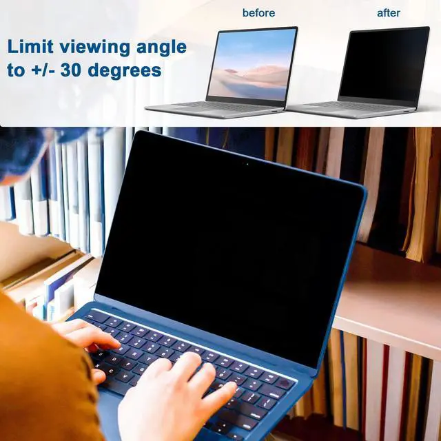 Alt view image 3 of 5 - IPROKKO Laptop Privacy Screen 17.3 Inch for HP Dell Acer Asus Lenovo Thinkpad Envy Xps, 16:9 Aspect Removable 17.3in Anti Blue Light Glare Privacy Filter, Anti Spy Computer Monitor Security Protector
