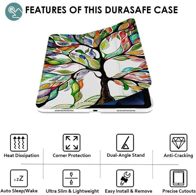 Alt view image 3 of 5 - DuraSafe Cases for iPad PRO 11 Inch 1st [ PRO 11 2018 1 Gen ] A1980 A1934 A2013 A1979 Trifold Printed Hard Smart PC Transparent Back Cover - Lucky Tree