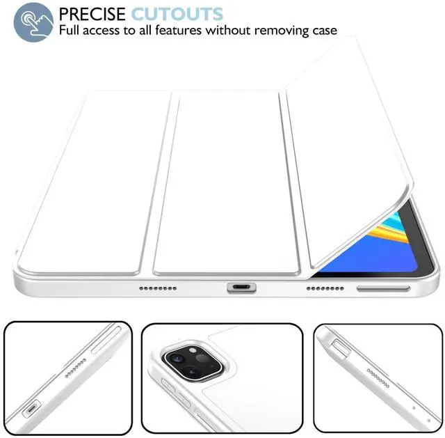 Alt view image 4 of 5 - iMieet for iPad Pro 11 Inch Case M4 2024 (5th Generation) with Pencil Holder, [Support Pencil Pro and Pencil (USB-C)], Trifold Stand Smart Case with Soft TPU Back, Auto Wake/Sleep (White)