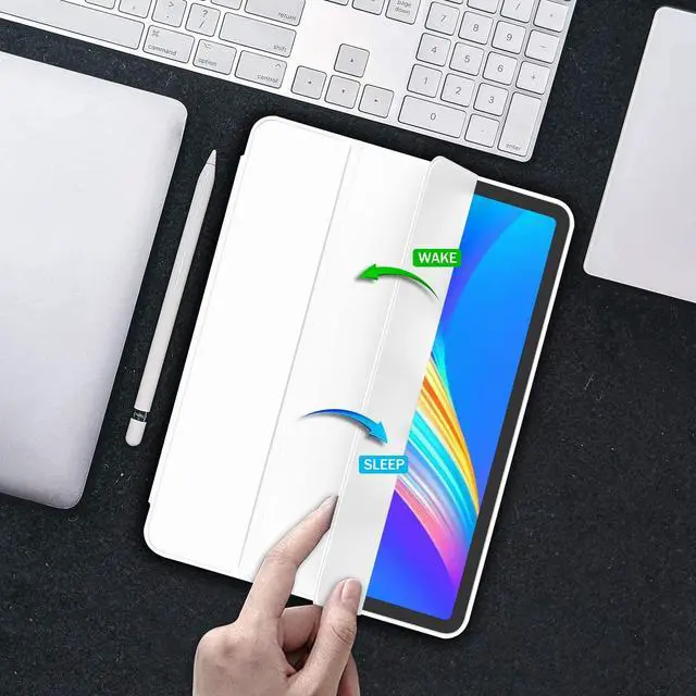Alt view image 5 of 5 - iMieet for iPad Pro 11 Inch Case M4 2024 (5th Generation) with Pencil Holder, [Support Pencil Pro and Pencil (USB-C)], Trifold Stand Smart Case with Soft TPU Back, Auto Wake/Sleep (White)