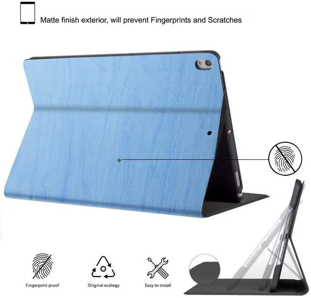 Alt view image 5 of 5 - DuraSafe Cases for iPad Mini 4 7.9 Inch 2015 [ Mini 4th Gen ] A1538 A1550 MK6K2LL/A MK6J2LL/A MK6L2LL/A Tree Texture Folio Smart Cover with Protective Sleek & Classic Design - Sky Blue