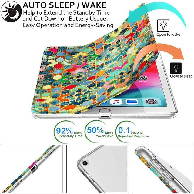 Alt view image 3 of 5 - DuraSafe Cases for iPad PRO 12.9 Inch 2nd [ Pro 12.9 2 Generation 2017 ] A1670 A1671 MQEF2LL/A MQED2LL/A MQEE2LL/A MQDC2LL/A MQDD2LL/A MQDA2LL/A Printed PC Lightweight Clear Back Cover - Damask