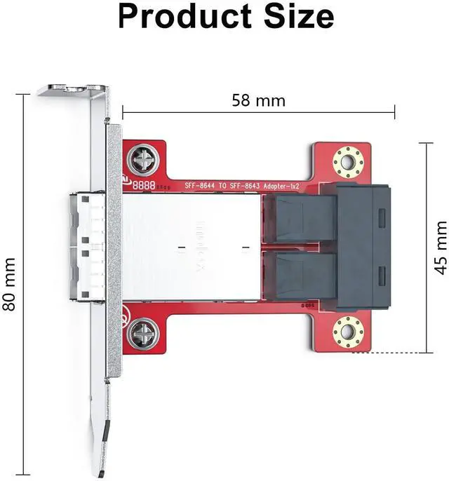 Alt view image 4 of 5 - Internal SFF-8643 to External SFF-8644 Mini SAS Adapter, Dual Ports