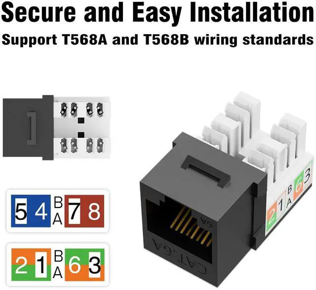 Alt view image 2 of 5 - iwillink 10Gbps Cat6A Keystone Jack, 25-Pack RJ45 Keystone Jacks 90-Degree, Ethernet Keystone Jacks with Keystone Punch-Down Stand, Black