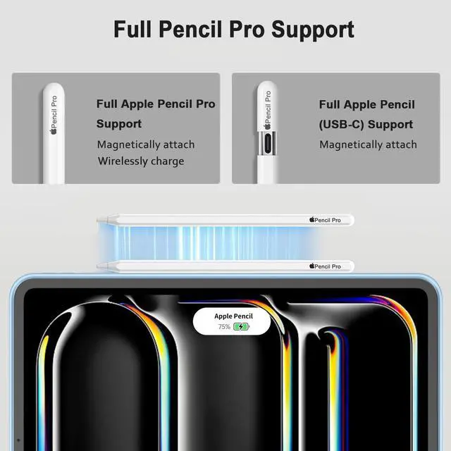 Alt view image 3 of 5 - iMieet for iPad Pro 11 Inch Case M4 2024 (5th Generation) with Pencil Holder, [Support Pencil Pro and Pencil (USB-C)], Trifold Stand Smart Case with Soft TPU Back, Auto Wake/Sleep (Sky Blue)