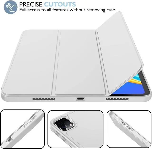 Alt view image 4 of 5 - iMieet for iPad Pro 11 Inch Case M4 2024 (5th Generation) with Pencil Holder, [Support Pencil Pro and Pencil (USB-C)], Trifold Stand Smart Case with Soft TPU Back, Auto Wake/Sleep (Light Gray)