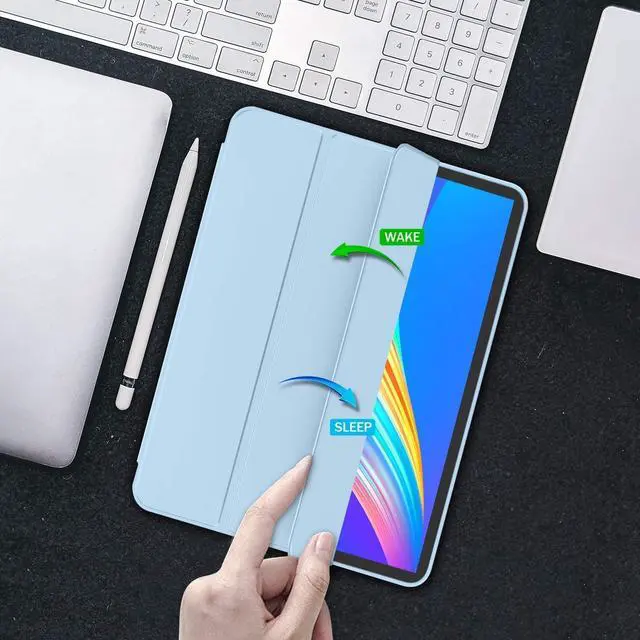 Alt view image 5 of 5 - iMieet for iPad Pro 11 Inch Case M4 2024 (5th Generation) with Pencil Holder, [Support Pencil Pro and Pencil (USB-C)], Trifold Stand Smart Case with Soft TPU Back, Auto Wake/Sleep (Sky Blue)
