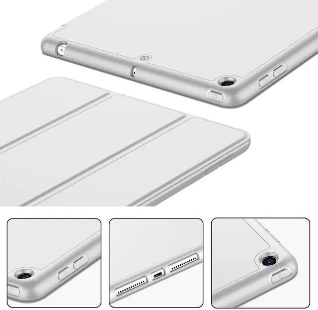 Alt view image 4 of 5 - iMieet iPad 9th Generation Case 2021/iPad 8th Generation Case 2020 10.2 Inch with Pencil Holder, iPad 7th Gen 2019 Case with Soft Baby Skin Silicone Back, Auto Wake/Sleep Cover (Light Gray)