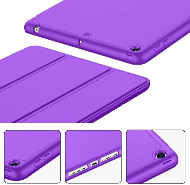 Alt view image 3 of 5 - iMieet iPad 9th Generation Case 2021/iPad 8th Generation Case 2020 10.2 Inch with Pencil Holder, iPad 7th Gen 2019 Case with Soft Baby Skin Silicone Back, Auto Wake/Sleep Cover (Grape Purple)
