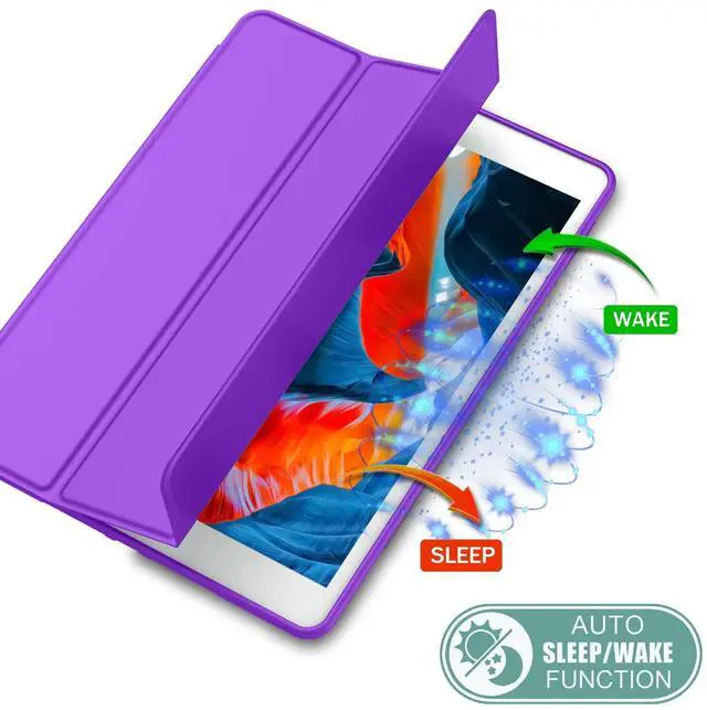 Alt view image 5 of 5 - iMieet iPad 9th Generation Case 2021/iPad 8th Generation Case 2020 10.2 Inch with Pencil Holder, iPad 7th Gen 2019 Case with Soft Baby Skin Silicone Back, Auto Wake/Sleep Cover (Grape Purple)