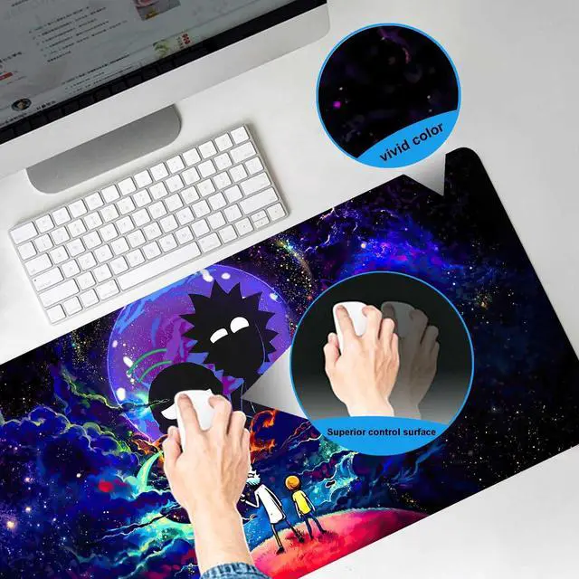 Alt view image 2 of 5 - Large Gaming Mouse Pad Anime Night Sky Space Stars Custom Desk Pad,Mousepad with Non-Slip Rubber Base and Stitched Edges Mouse Mat,Portable Desk Mat for Office,Computer Work,Game,31.5X15.7