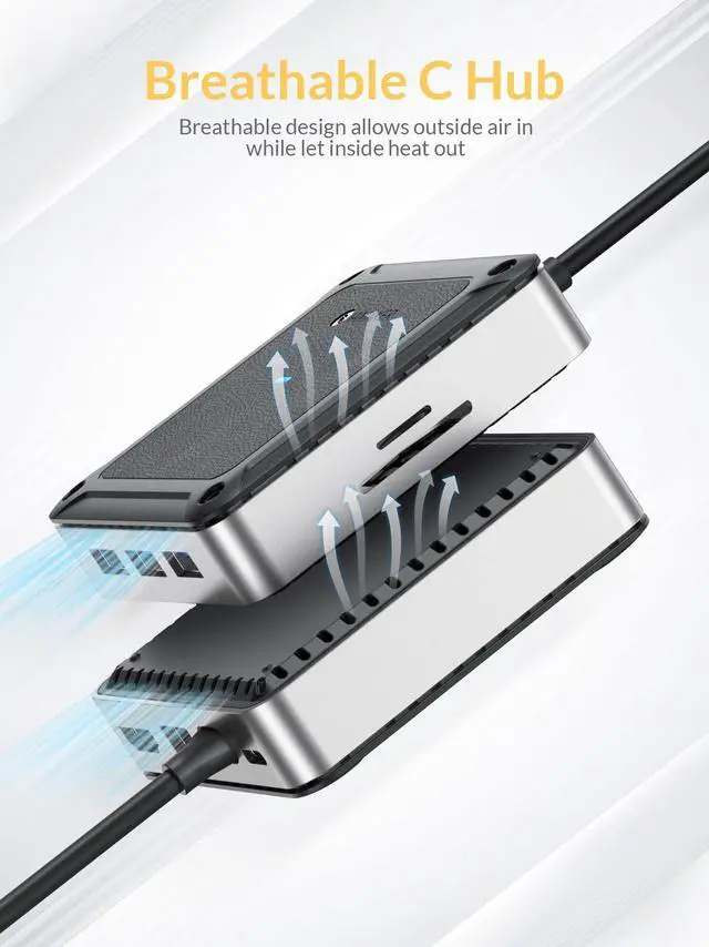 Alt view image 3 of 5 - USB C Hub, IAMAKER 8 Port USB-C Hub Multiport Adapter, 4K@60Hz HDMI Port & 1Gbps Ethernet & 100W Power Delivery & 3 Port USB 3.0 Data Ports & SD and TF Card Reader, USB C Splitter Dongle