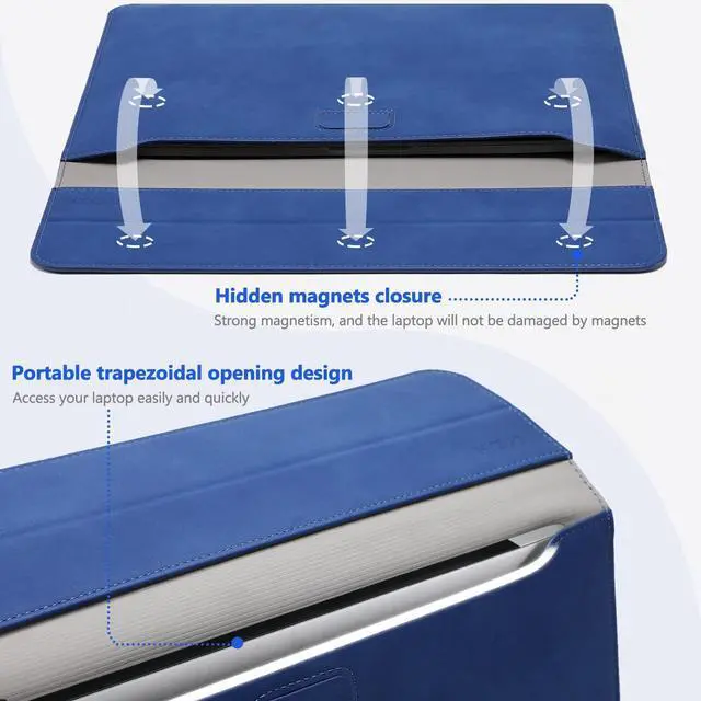 Alt view image 4 of 5 - HYZUO 15 Inch Laptop Sleeve Case with Stand Feature Compatible with MacBook Air 15.3/15 M3/M2 Chip A3114 A2941 2024-2023, 15-inch Surface Laptop 7/6/5/4/3, MacBook Pro 15 2019-2016, Klein Blue