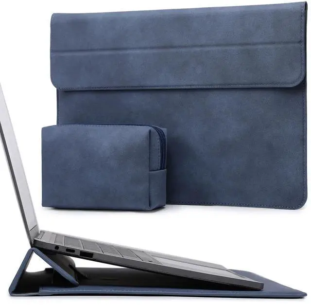 Main image of HYZUO 15-16 Inch Laptop Sleeve Case with Stand Feature for MacBook Pro 16 M4/M3/M2/M1 Pro/Max 2025-2019, XPS 15, MacBook Pro 15 2015-2012, Samsung Galaxy Book Flex/Pro 15, Navy Blue