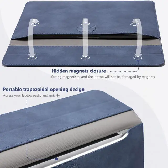 Alt view image 4 of 5 - HYZUO 15-16 Inch Laptop Sleeve Case with Stand Feature for MacBook Pro 16 M4/M3/M2/M1 Pro/Max 2025-2019, XPS 15, MacBook Pro 15 2015-2012, Samsung Galaxy Book Flex/Pro 15, Navy Blue