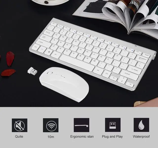 Alt view image 4 of 5 - Keyboard Mouse Combo, 2.4GHz Slim Keyboard and Mouse Kit for Desktop, Computer, PC(Silver)