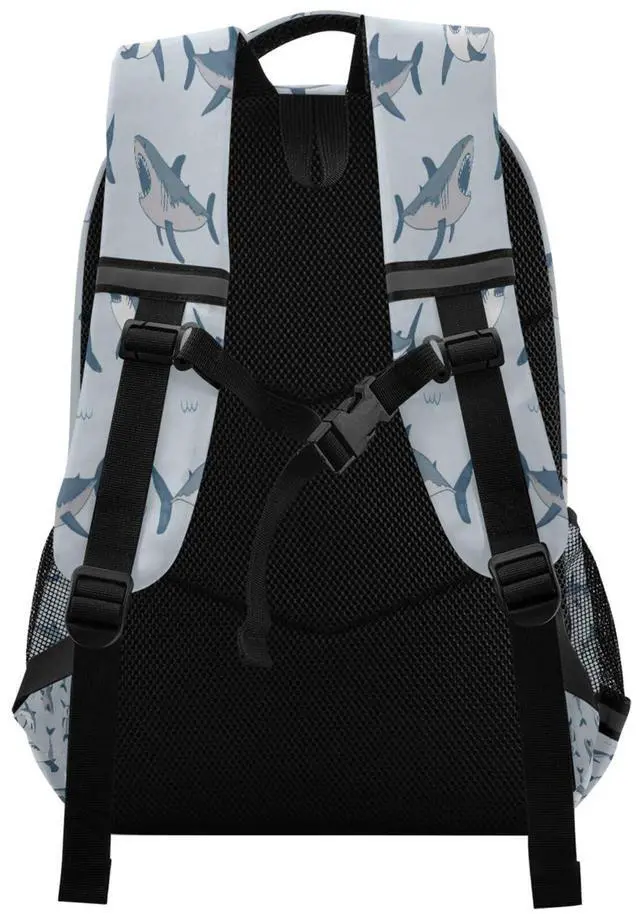 Alt view image 3 of 5 - Eionryn Wild Shark Sea Animal Backpack Laptop Backpacks Book Bags Water Resistant Daypack Durable College Shoulder Bag Sports Travel Day Pack