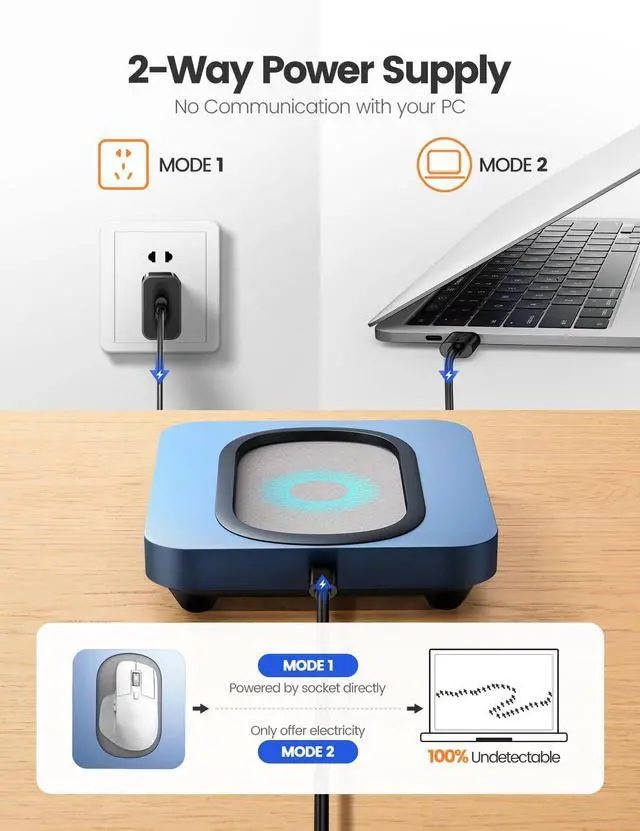 Alt view image 5 of 5 - EAXBUX Undetectable Mouse jiggler,Mouse Mover Wiggler Shaker Device with Enlarged Turntable Adjustable Interval,LED Display Moves Randomly,for Gift Keeps PC/Laptap Active to Improve Office Efficiency
